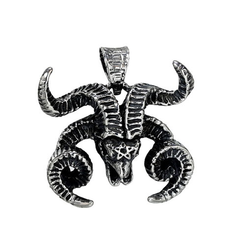 Collar de Colgante de Cabeza de Cabra Baphomet Pentagrama de Acero Inoxidable Retro para Hombres Joyería Punk Rock