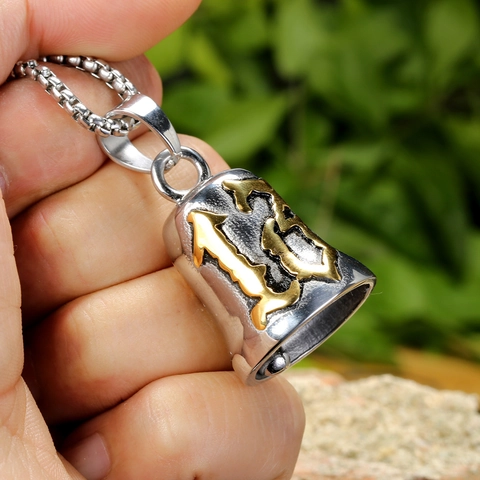 Edelstahl Gothic Guardian Bell Halskette Anhänger Nummer 13 Vintage Biker Punk Schmuck Für Damen Herren Unisex Geschenk