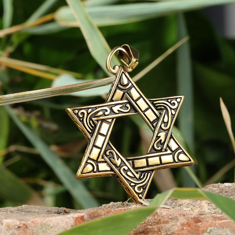 Vintage Roestvrij Staal Davidsster Hanger Ketting Voor Mannen Retro Religieuze Hexagram Bedeltje Sieraden Zonder Ketting