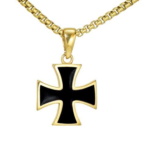 Retro Stainless Steel Iron Cross Pendant Necklace For Men Gothic Punk Maltese Cross Jewelry Electroplated Enamel Charm Necklace