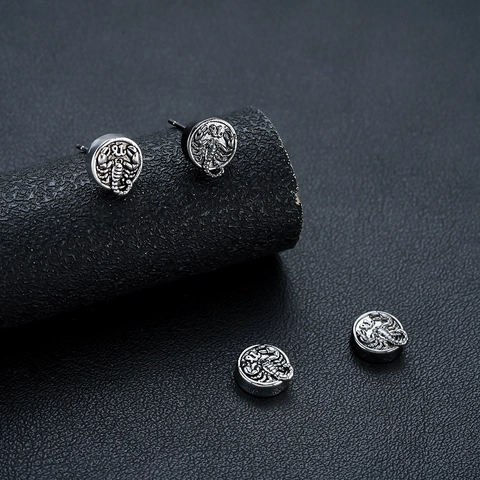 Vintage Scorpion Stud Earrings Unisex Retro Punk Gothic Copper Jewelry Electroplated Ear Clips For Men Women Fashion Accessories