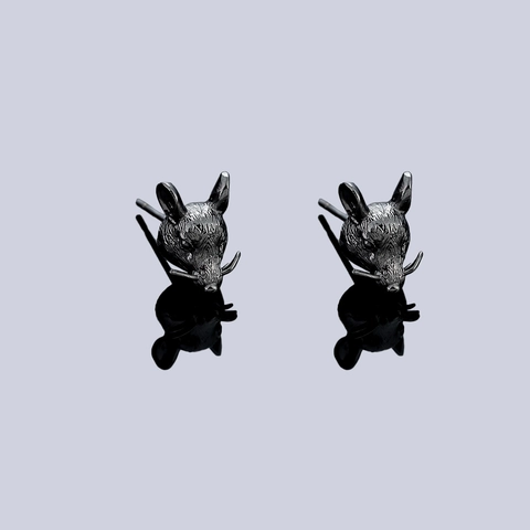 Pendientes de Botón con Cabeza de Rata del Zodiaco Chino en Cobre Animal Ratón Retro Unisex Joyería de Moda Regalo