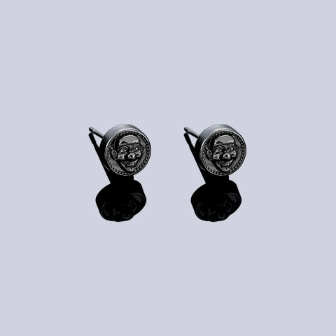 Pendientes de Botón con Máscara de Joker en Relieve Punk Gótico para Hombre Mujer Cobre Plata Retro Negro Pistola Joyería