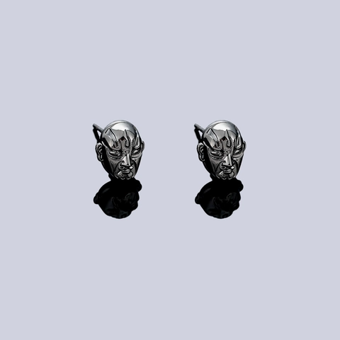 Pendientes de Botón de Cobre Vintage de la Ópera de Pekín para Hombre Mujer Máscara Facial Retro Clips de Oreja Magnéticos Joyas