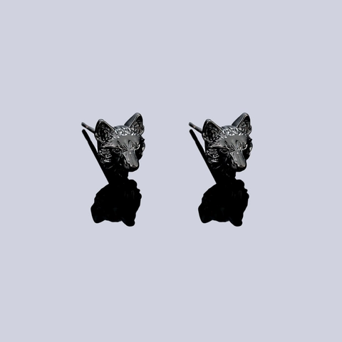 Retro Wolf Head Stud Earrings With Stainless Steel Post Copper Punk Gothic Animal Jewelry For Men Women Unisex Accessory