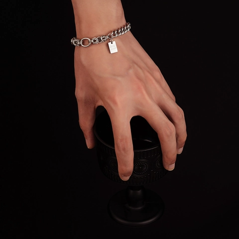 Titanstahl Good Luck Anhänger Armband Unisex Silber Gespleißte Kette Industriestil Minimalistischer Schmuck Für Damen Herren