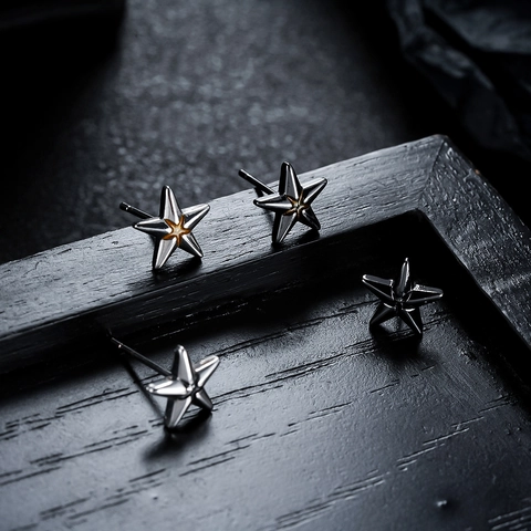 Minimalist Copper Pentagram Star Stud Earrings With Stainless Steel Post For Men Women Unisex Fashion Accessory Jewelry