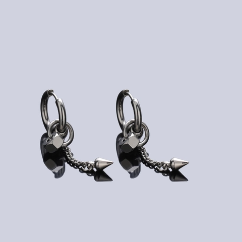 Titanium Steel Cone Long Chain Drop Earrings Punk Geometric Nut Spike Ear Clips Vintage Unisex Jewelry No Fading Earrings