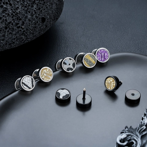 Irisierend Titanstahl Ohrstecker Für Herren Damen Unisex Punk Stil Rund Edelstahl Ohrringe Einzelnes Stück Edel Chic Schmuck Zubehör