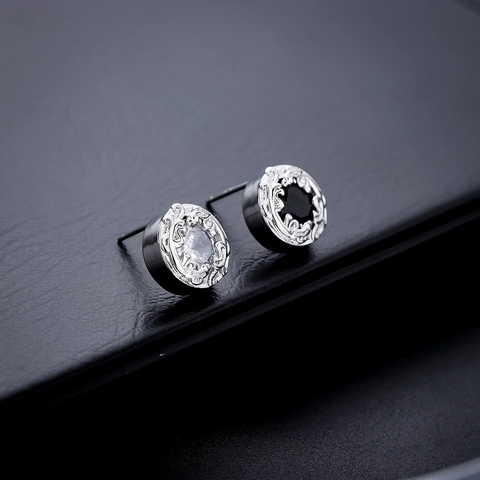 Orecchini a Bottone Pixiu Vintage per Uomo Donna Rame Placcato Oro Con Perno in Argento Sterling 925 Strass Micro-Intarsiato