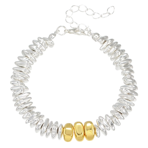 Minimalistisches Unregelmäßiges Metallperlen Armband Für Herren Damen Silber Gold Farbblock Handgefertigter Stil Verstellbare Kette Mode Schmuck