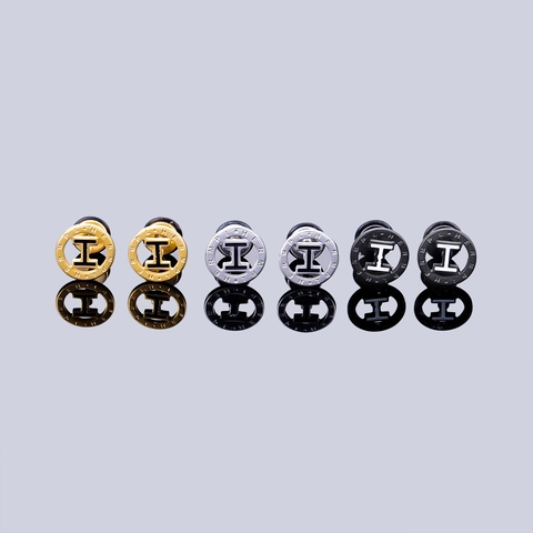 Stainless Steel Round Letter H Stud Earrings Light Luxury Fashion Unisex Jewelry Gold Silver Black Piercing Studs