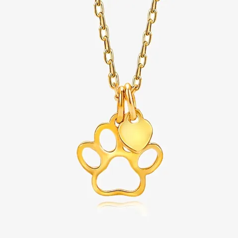 925 Sterling Silver Cat Paw Pendant Necklace For Women Cute Hollow Animal Footprint Heart Double Pendant Necklace Jewelry