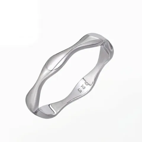 S925 Sterling Silver Irregular Wave Ring For Women Minimalist Ins Style High Polished Silver Statement Finger Ring Jewelry