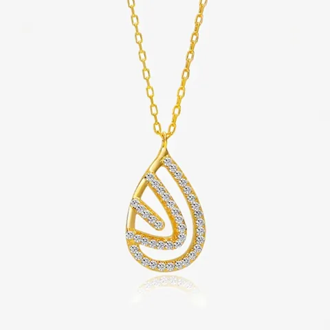 S925 Sterling Silver Waterdrop Pendant Necklace For Women Elegant Hollow Micro-Paved Zirconia Clavicle Chain Jewelry Gold Silver Plated