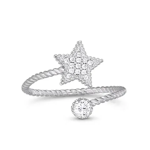 S925 Sterling Zilver Ster Verstelbare Open Ring Minimalistisch Strass Micro Zetting Gedraaid Touw Ring Mode Sieraden Vrouwen