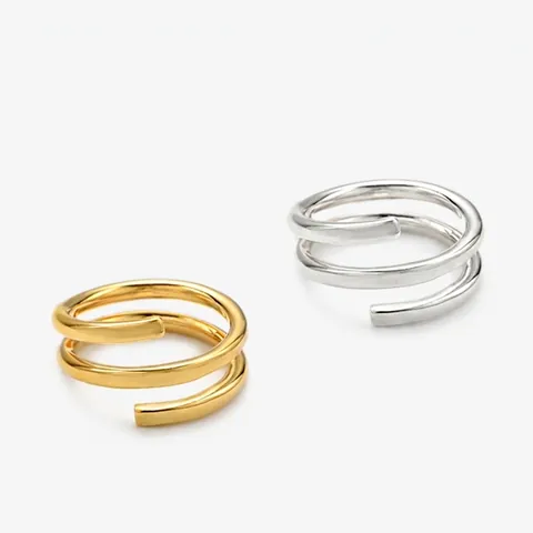 925 Sterling Silver Minimalist Spiral Wrapped Open Ring For Women Korean Style Chic Geometric Mirror Polished Finger Jewelry