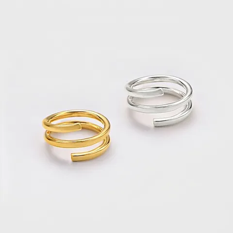 925 Sterling Silver Minimalist Spiral Wrapped Open Ring For Women Korean Style Chic Geometric Mirror Polished Finger Jewelry