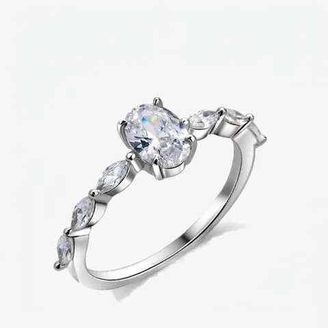S925 Sterling Silver Oval Cut Zirconia Ring For Women Luxury Geometric Inlaid Rhinestone Engagement Wedding Party Jewelry Finger Ring