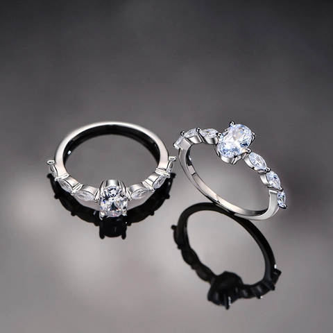 S925 Sterling Silver Oval Cut Zirconia Ring For Women Luxury Geometric Inlaid Rhinestone Engagement Wedding Party Jewelry Finger Ring