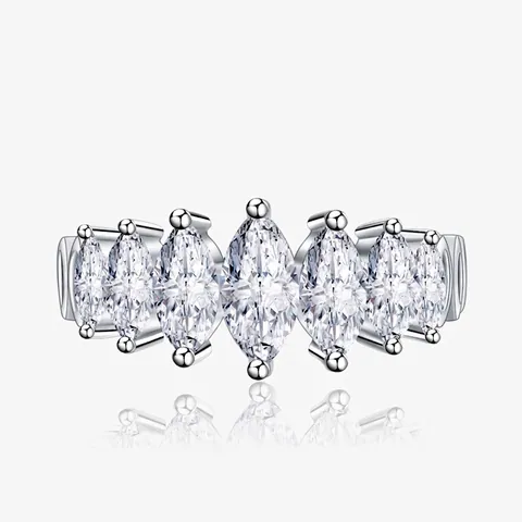 925 Sterling Zilver Marquise Slijpvorm Zirconia Eternity Ring Voor Dames Elegante Glinsterende Gesimuleerde Diamanten Trouwring
