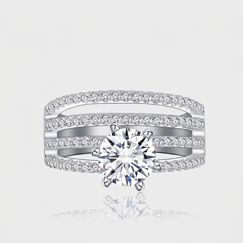 Luxurious 925 Sterling Silver Multi Layer Pave Zirconia Ring For Women High Sense Elegant Engagement Jewelry Finger Ring