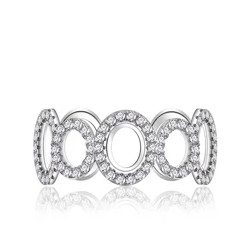 S925 Sterlingsilber Ring Mit Kreisförmigem Glied Für Damen Minimalistisch Eingelegte Strass Hohl Geometrische Kette Mode Schmuck
