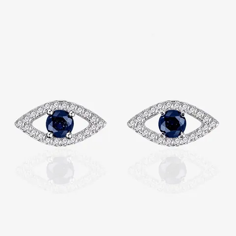 925 Sterlingsilber Böser Blick Ohrstecker Für Damen Blau Zirkonia Eingelegt Geometrische Strass Ohrringe Mode Schmuck Geschenk