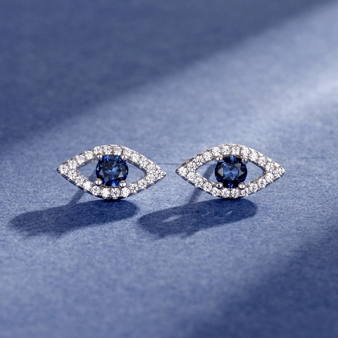 925 Sterlingsilber Böser Blick Ohrstecker Für Damen Blau Zirkonia Eingelegt Geometrische Strass Ohrringe Mode Schmuck Geschenk
