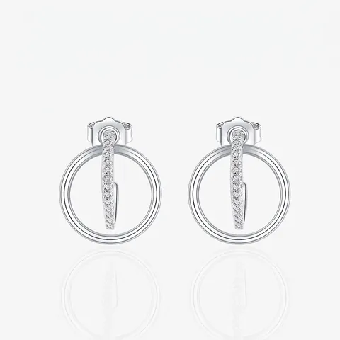 925 Sterling Zilveren Dubbele Ring Oorknopjes Voor Vrouwen Minimalistisch Geometrisch Strass Ingelegd Mode Sieraden Cadeau