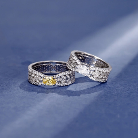 Anillo de Plata de Ley 925 con Esmeralda Ovalada Citrino Rosa Strass para Mujer Diseño de Hoja Hueca Joyería de Moda