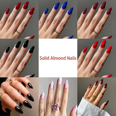 Ongles À Presser Longue Amande Stiletto Cercueil Miroir Brillant Couleur Unie Faux Ongles Artificiels Manucure Élégante
