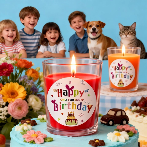 Happy Birthday Scented Candle Glass Jar Aromatherapy Soy Wax Romantic Party Decor Gift Colorful Frosted