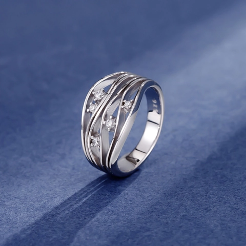 S925 Sterling Zilveren Golf Gelaagde Open Ring Voor Vrouwen Minimalistische Zirconia Ingelegde Verstelbare Modieuze Vingerring