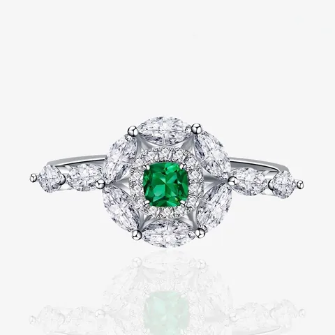 S925 Sterling Silver Cubic Zirconia Flower Cluster Ring Colorful Cushion Cut Gemstone Vintage Luxurious Wedding Party Jewelry For Women