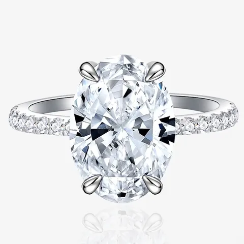 Anello in Argento Sterling 925 Con Strass Taglio Ovale Per Donna Gioielli Di Lusso Con Pietre Preziose Per Matrimonio