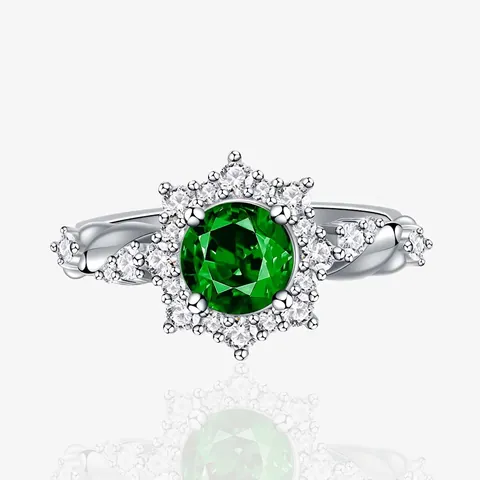 Luxury 925 Sterling Silver Round Zirconia Halo Ring For Women Sunflower Geometric Twisted Band Engagement Jewelry Finger Ring