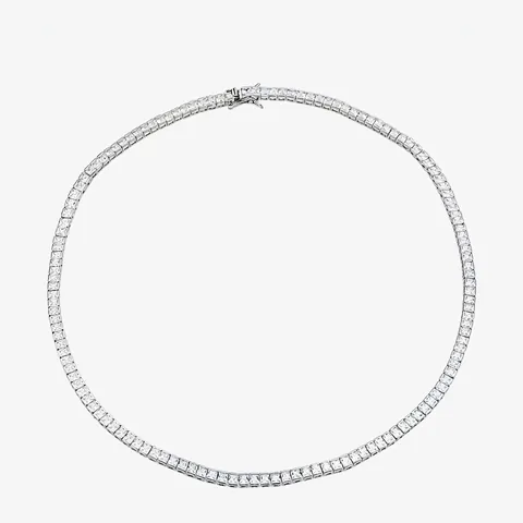 Collier Chaîne Tennis en Argent Sterling 925 Taille Carrée pour Femmes Hommes Zirconia Iced Out Bijoux Hip Hop Tendance Cadeau