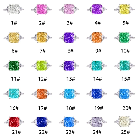 Lussuoso Anello a Tre Pietre in Argento Sterling 925 per Donna Taglio Radiant Quadrato Strass Anello Anniversario Gioielli Moda