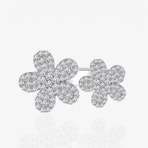 Elegante 925 Sterling Zilveren Madeliefje Ring Voor Vrouwen Prachtige Micro Ingelegde Zirconia Bloemen Verstelbare Open Ring