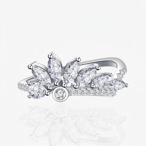 925 Sterling Silver Marquise Zirconia Crown Ring For Women Elegant Irregular Curve Inlaid Silver Finger Ring Jewelry Gift