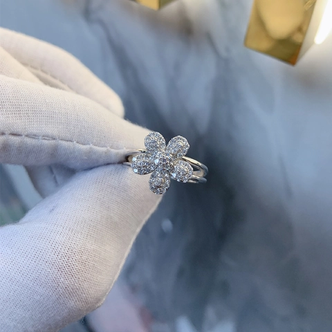 Anello a Fiore in Argento Sterling 925 Con Zirconia Micro Intarsiato Anello Floreale Elegante Gioiello Regalo Per Donna Matrimonio