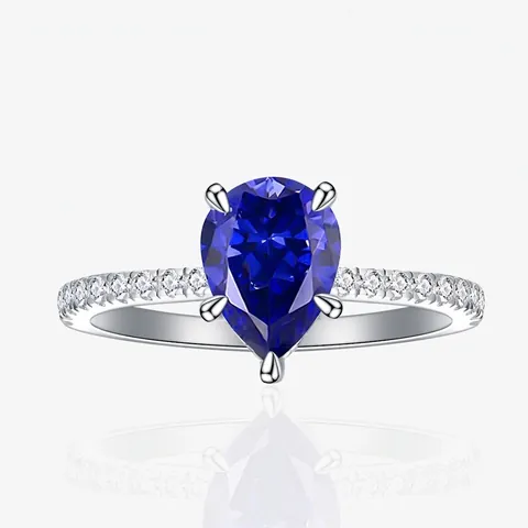 Vintage 925 Sterling Silver Pear Cut Zirconia Ring For Women Classic Pave Teardrop Gemstone Wedding Engagement Jewelry