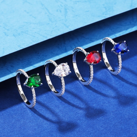 Vintage 925 Sterling Silver Pear Cut Zirconia Ring For Women Classic Pave Teardrop Gemstone Wedding Engagement Jewelry