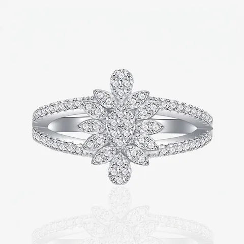 Luxus 925 Sterlingsilber Blatt Blume Ring Pflaster Strass Mode Schmuck Für Damen Hochzeit Party Eleganter Fingerring