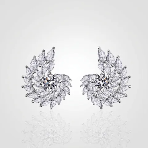 Elegant Spiral Swirl Stud Earrings 925 Sterling Silver Post Pave Rhinestone High-end Niche Design Fashion Earrings For Women