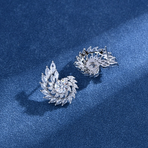 Elegant Spiral Swirl Stud Earrings 925 Sterling Silver Post Pave Rhinestone High-end Niche Design Fashion Earrings For Women