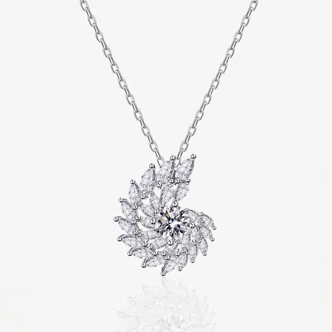 S925 Sterling Silver Vortex Spiral Pendant Necklace For Women Luxurious Zirconia Inlaid Geometric Clavicle Chain Jewelry