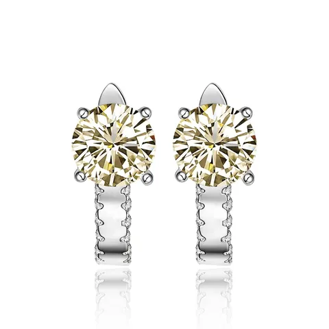 Minimalistische 925 Sterlingsilber Ohrstecker Für Damen Mit Rundschliff Gelb Rosa Strass Vier Klauen Eingelegt Schmuck