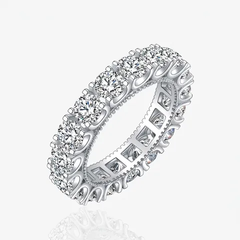 925 Sterling Zilver Eternity Ring Voor Vrouwen Zirconia Glinsterende Trouwring Minimalistische Mode Sieraden Vingerring